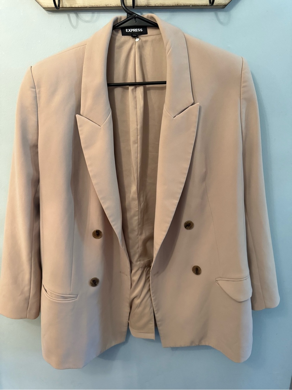 Express Double-Breasted Blazer in Beige